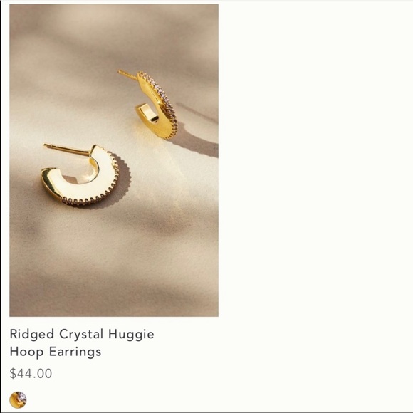 Anthropologie Ridged crystal huggie hoop earring - Picture 6 of 16